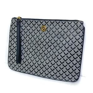 Ralph Lauren Black & White Woven Clutch Wristlet Organizer Pouch | Designer Gift